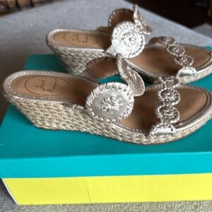 Jack Rogers Shelby Platinum wedge sandals